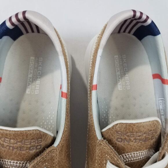 Skechers Shoes Womens 8 Natural Tan On-The-Go Boat Moc Toe Goga Mat NEW 136070 - Picture 5 of 10